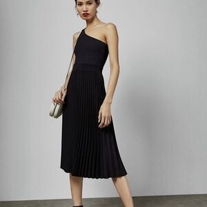 Ted Baker Miriom One-Shoulder Pleated Knit Midi Dress Black 4 / US 10
